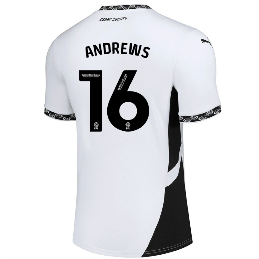 Danxen Uomo Maglia Marli Rhodes-Andrews #16 Bianco Nero Kit Gara Home 2024/25 Maglietta