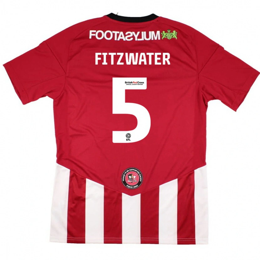 Danxen Uomo Maglia Jack Fitzwater #5 Rosso Bianco Kit Gara Home 2024/25 Maglietta