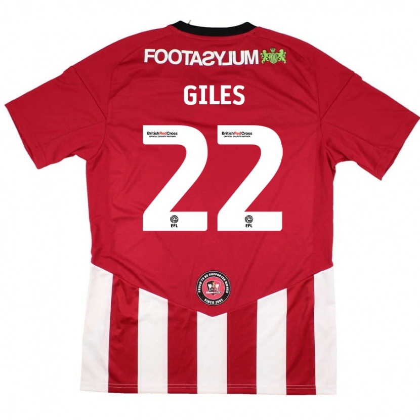 Danxen Uomo Maglia Olivia Giles #22 Rosso Bianco Kit Gara Home 2024/25 Maglietta