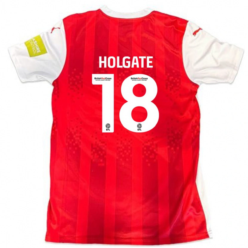 Danxen Uomo Maglia Harrison Holgate #18 Rosso Bianco Kit Gara Home 2024/25 Maglietta