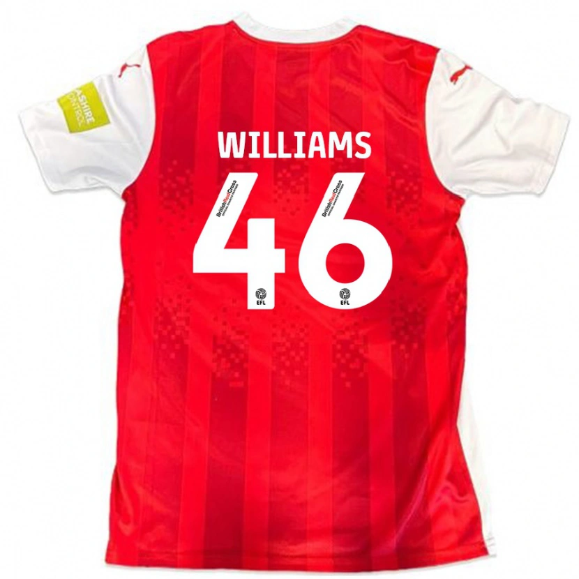 Danxen Uomo Maglia Theo Williams #46 Rosso Bianco Kit Gara Home 2024/25 Maglietta