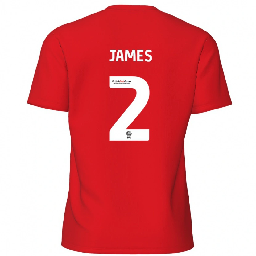 Danxen Uomo Maglia Tom James #2 Rosso Kit Gara Home 2024/25 Maglietta