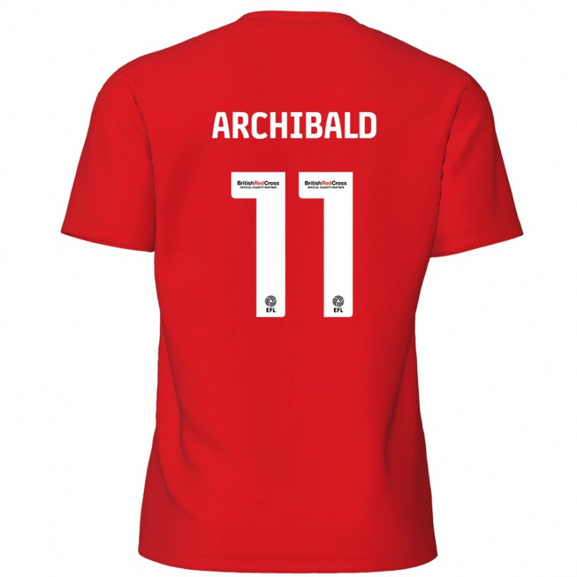 Danxen Uomo Maglia Theo Archibald #11 Rosso Kit Gara Home 2024/25 Maglietta