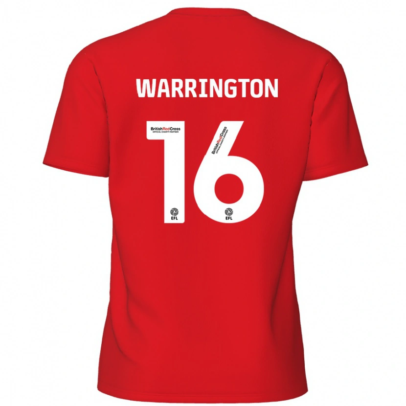 Danxen Uomo Maglia Lewis Warrington #16 Rosso Kit Gara Home 2024/25 Maglietta