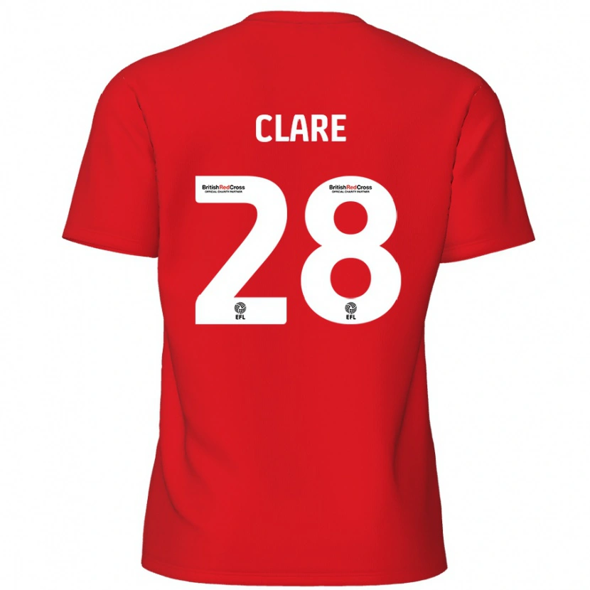 Danxen Uomo Maglia Sean Clare #28 Rosso Kit Gara Home 2024/25 Maglietta