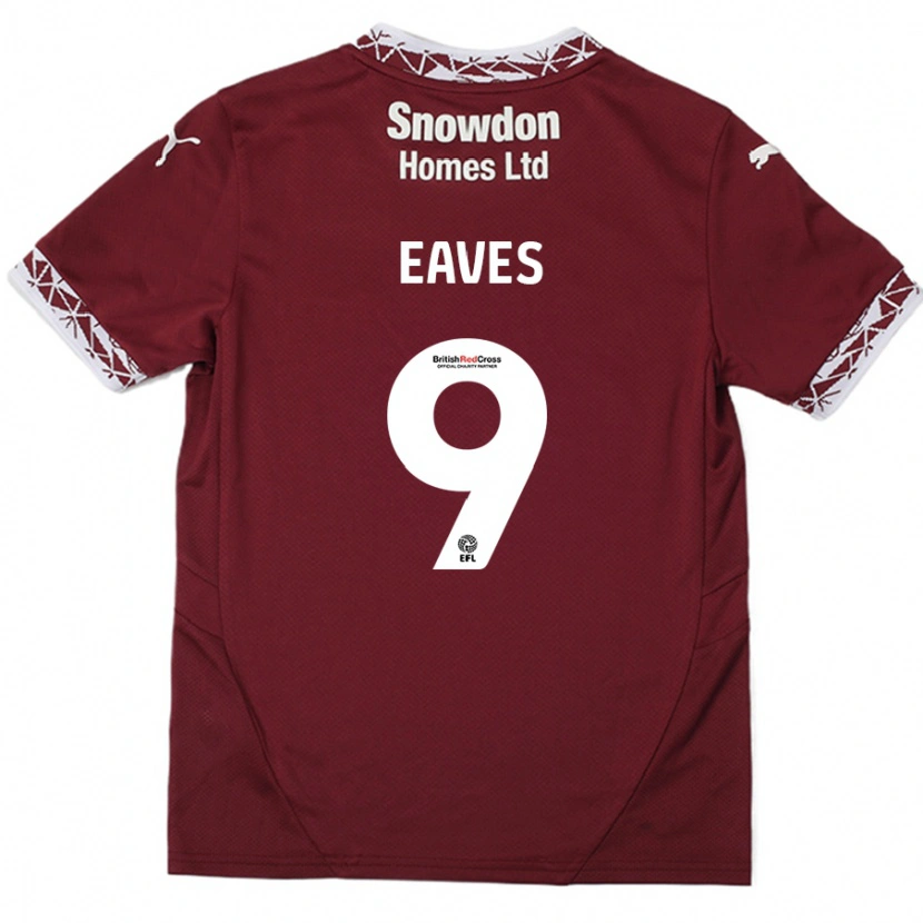Danxen Uomo Maglia Tom Eaves #9 Borgogna Kit Gara Home 2024/25 Maglietta