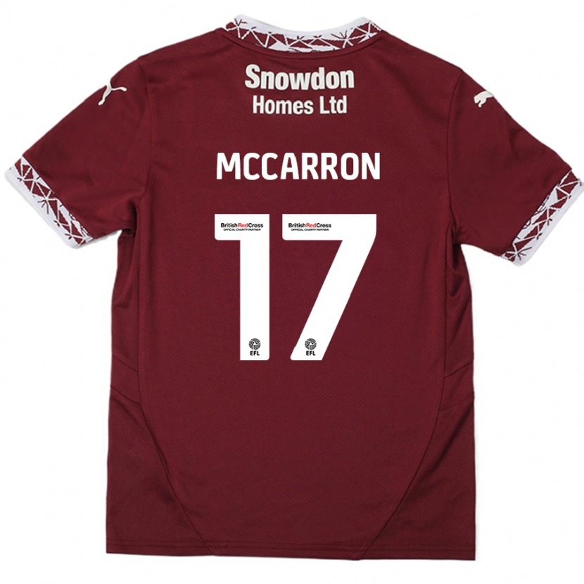 Danxen Uomo Maglia Liam Mccarron #17 Borgogna Kit Gara Home 2024/25 Maglietta