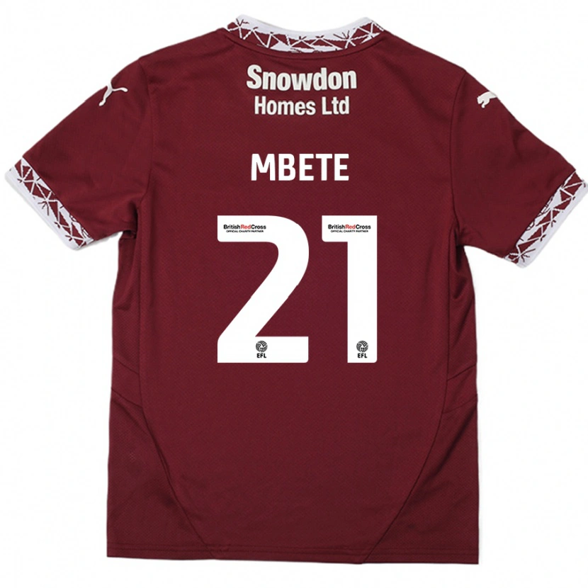 Danxen Uomo Maglia Luke Mbete #21 Borgogna Kit Gara Home 2024/25 Maglietta