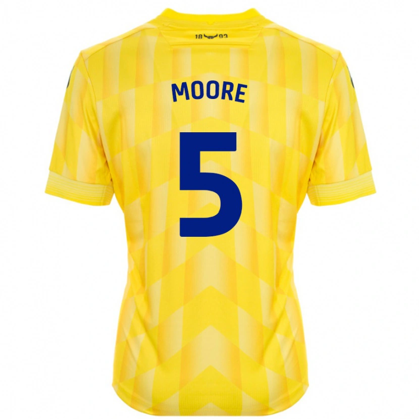 Danxen Uomo Maglia Elliott Moore #5 Giallo Kit Gara Home 2024/25 Maglietta