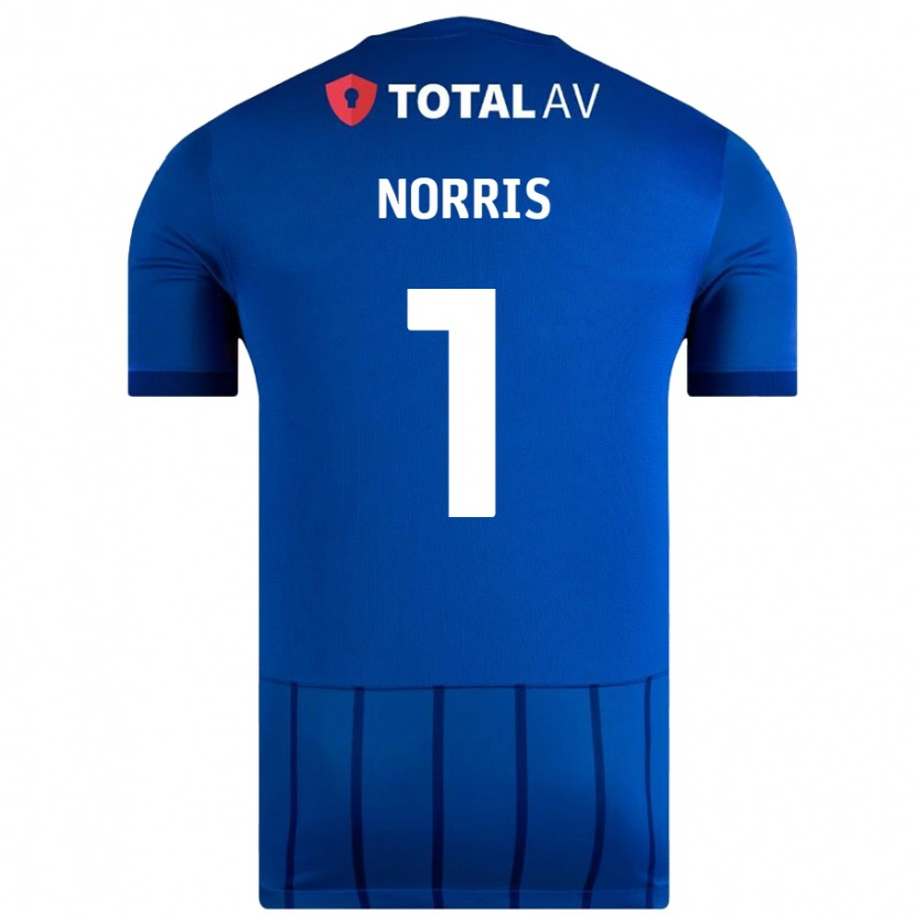Danxen Uomo Maglia Will Norris #1 Blu Kit Gara Home 2024/25 Maglietta