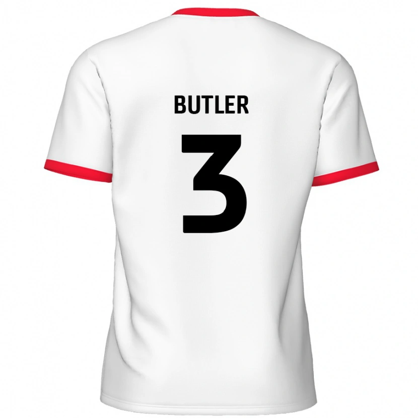Danxen Uomo Maglia Dan Butler #3 Bianco Rosso Kit Gara Home 2024/25 Maglietta