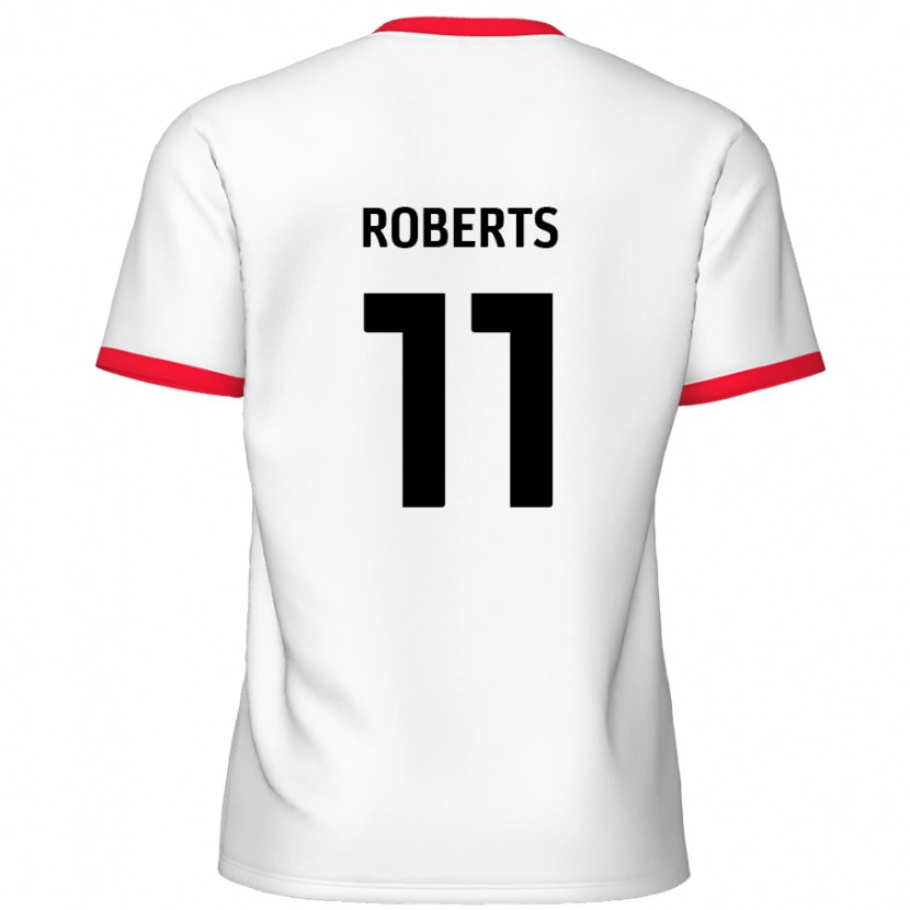 Danxen Uomo Maglia Jordan Roberts #11 Bianco Rosso Kit Gara Home 2024/25 Maglietta