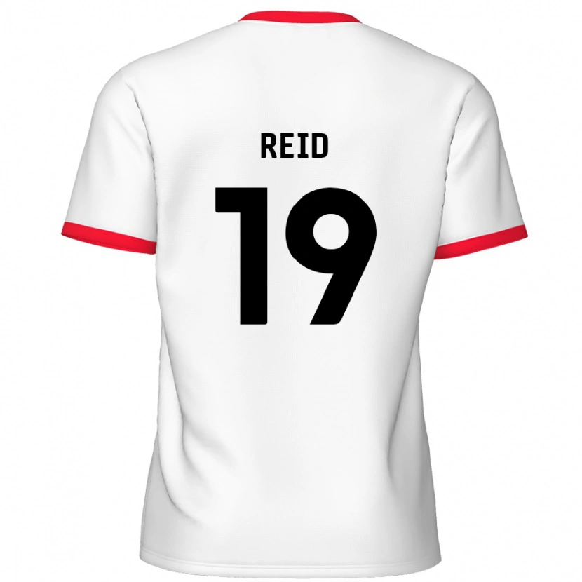 Danxen Uomo Maglia Jamie Reid #19 Bianco Rosso Kit Gara Home 2024/25 Maglietta