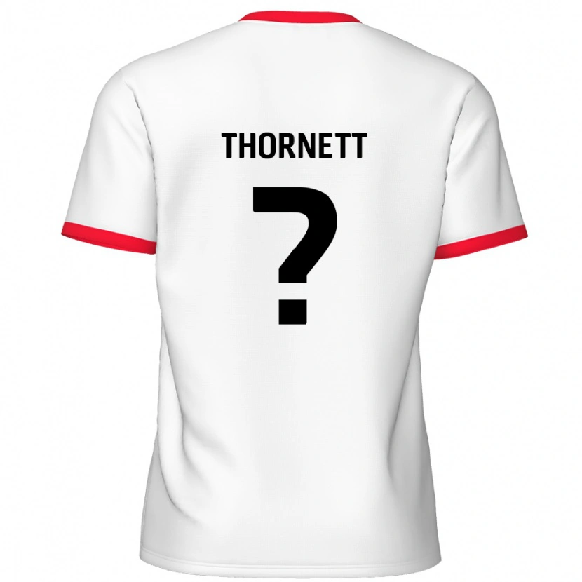 Danxen Uomo Maglia Alfie Thornett #0 Bianco Rosso Kit Gara Home 2024/25 Maglietta