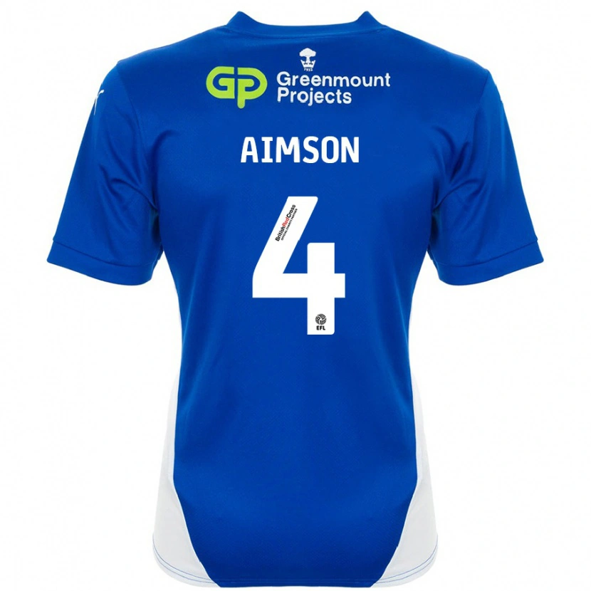 Danxen Uomo Maglia Will Aimson #4 Blu Bianco Kit Gara Home 2024/25 Maglietta