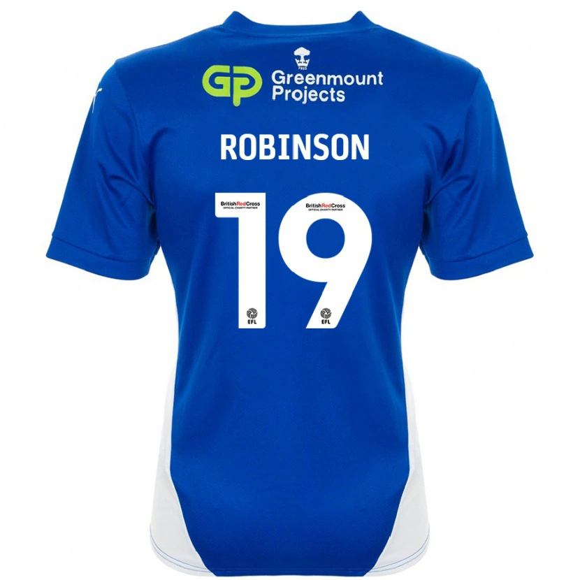 Danxen Uomo Maglia Luke Robinson #19 Blu Bianco Kit Gara Home 2024/25 Maglietta