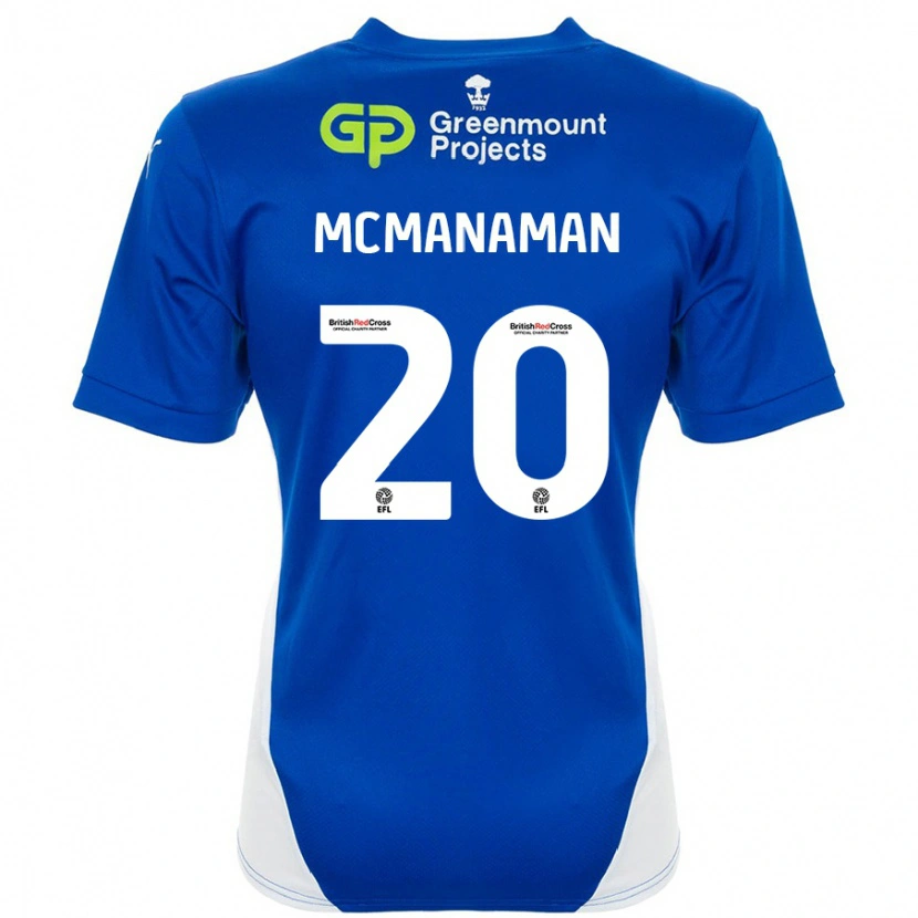 Danxen Uomo Maglia Callum Mcmanaman #20 Blu Bianco Kit Gara Home 2024/25 Maglietta