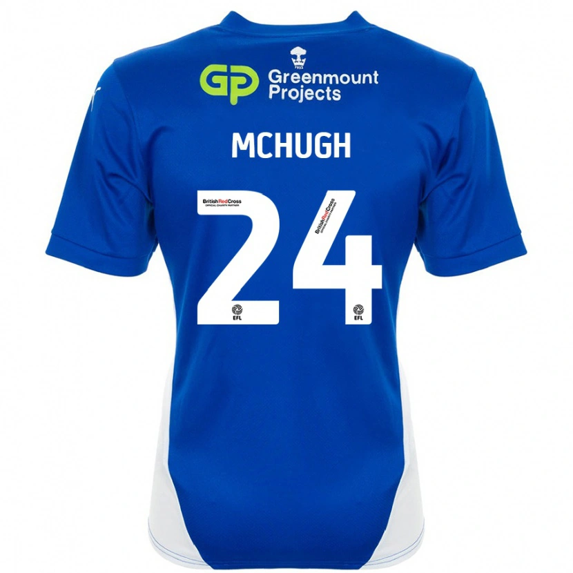 Danxen Uomo Maglia Harry Mchugh #24 Blu Bianco Kit Gara Home 2024/25 Maglietta