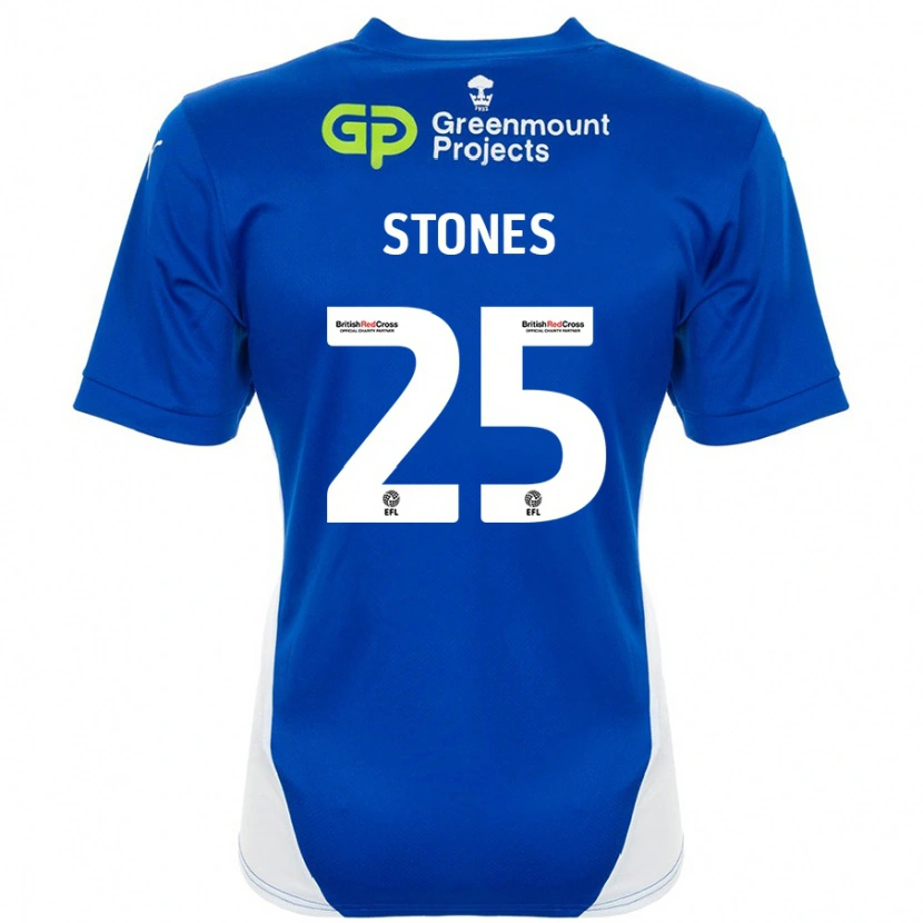 Danxen Uomo Maglia Josh Stones #25 Blu Bianco Kit Gara Home 2024/25 Maglietta