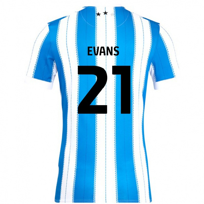 Danxen Uomo Maglia Antony Evans #21 Blu Bianco Kit Gara Home 2024/25 Maglietta