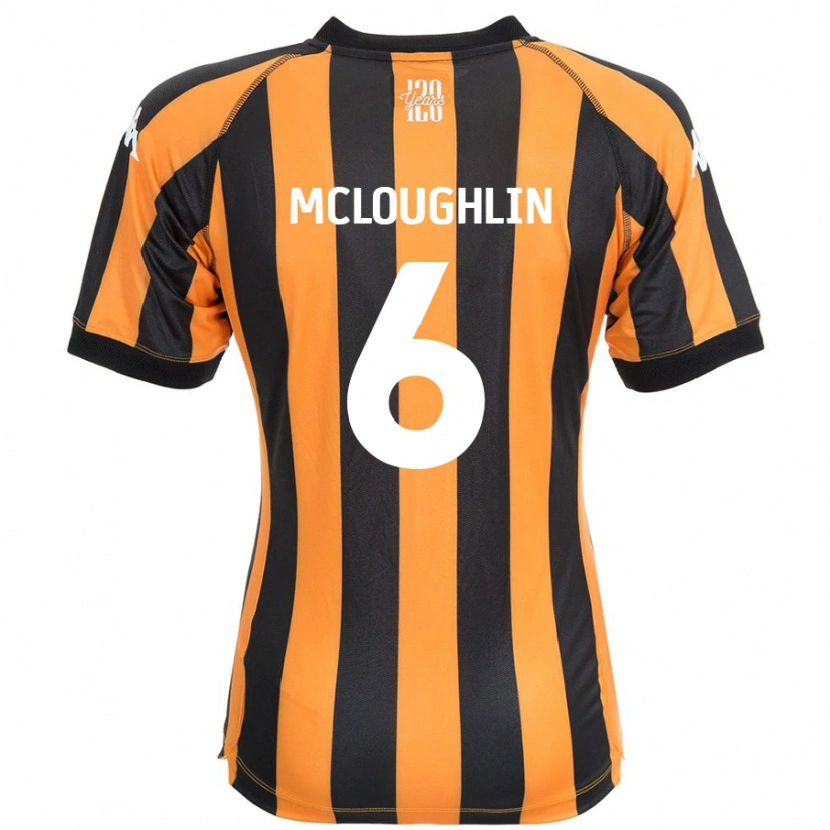 Danxen Uomo Maglia Sean Mcloughlin #6 Nero Ambra Kit Gara Home 2024/25 Maglietta
