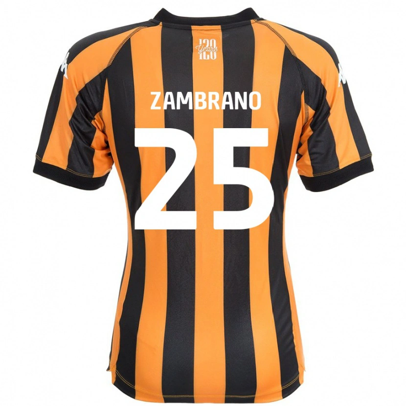 Danxen Uomo Maglia Óscar Zambrano #25 Nero Ambra Kit Gara Home 2024/25 Maglietta