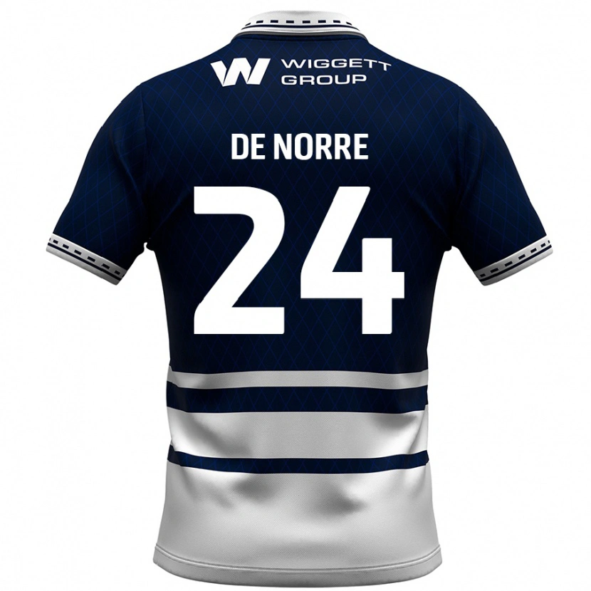 Danxen Uomo Maglia Casper De Norre #24 Blu Navy Bianco Kit Gara Home 2024/25 Maglietta