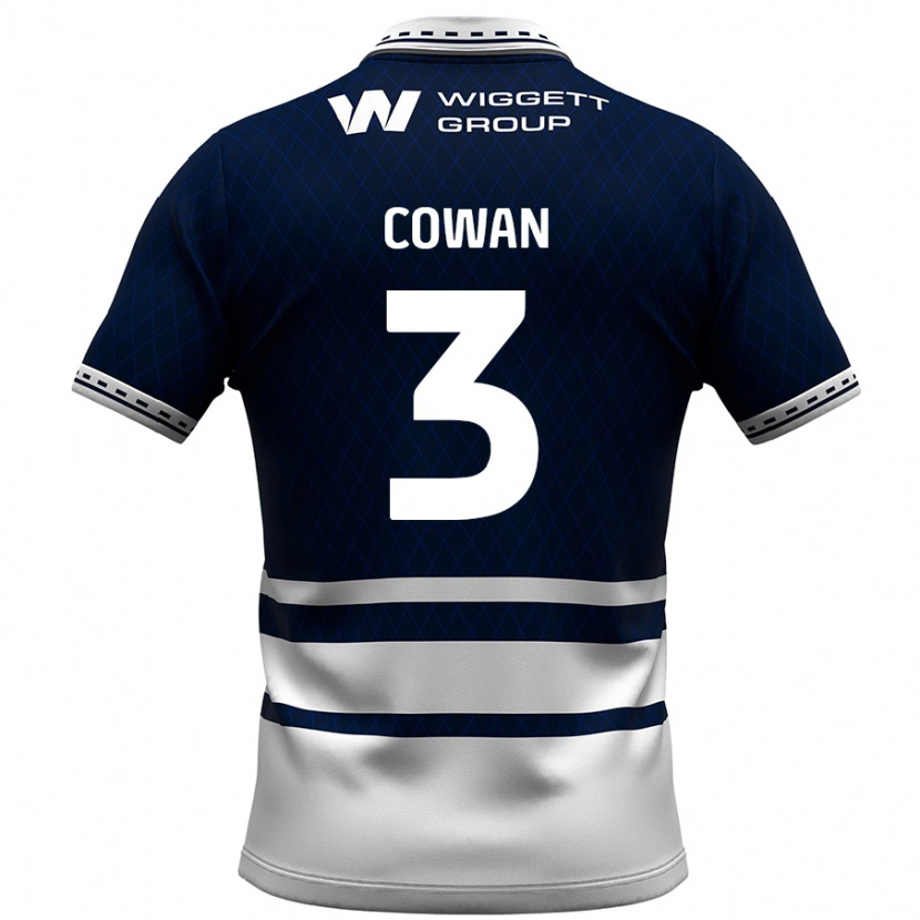 Danxen Uomo Maglia Leanne Cowan #3 Blu Navy Bianco Kit Gara Home 2024/25 Maglietta