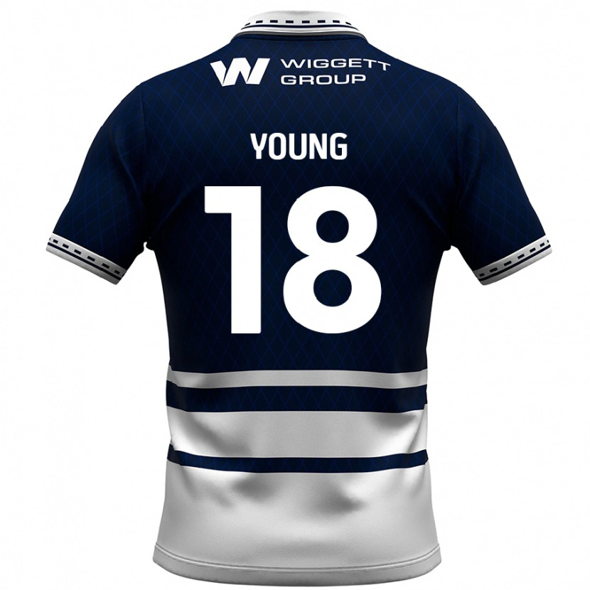 Danxen Uomo Maglia Michelle Young #18 Blu Navy Bianco Kit Gara Home 2024/25 Maglietta