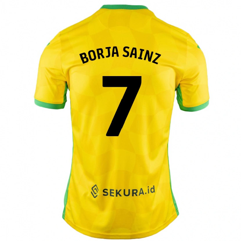 Danxen Uomo Maglia Borja Sainz #7 Giallo Verde Kit Gara Home 2024/25 Maglietta