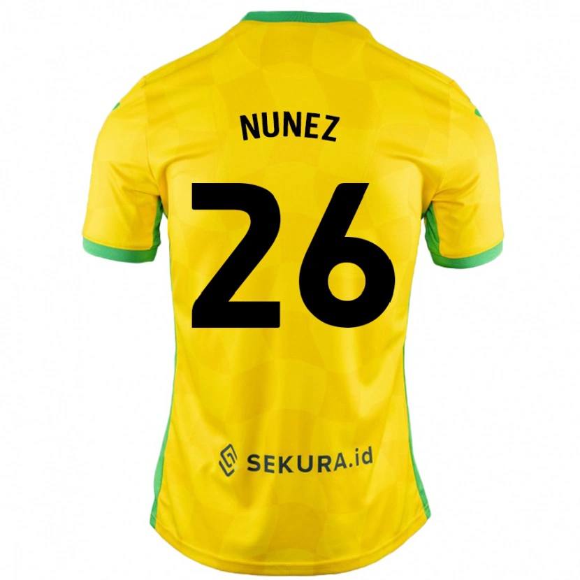 Danxen Uomo Maglia Marcelino Núñez #26 Giallo Verde Kit Gara Home 2024/25 Maglietta