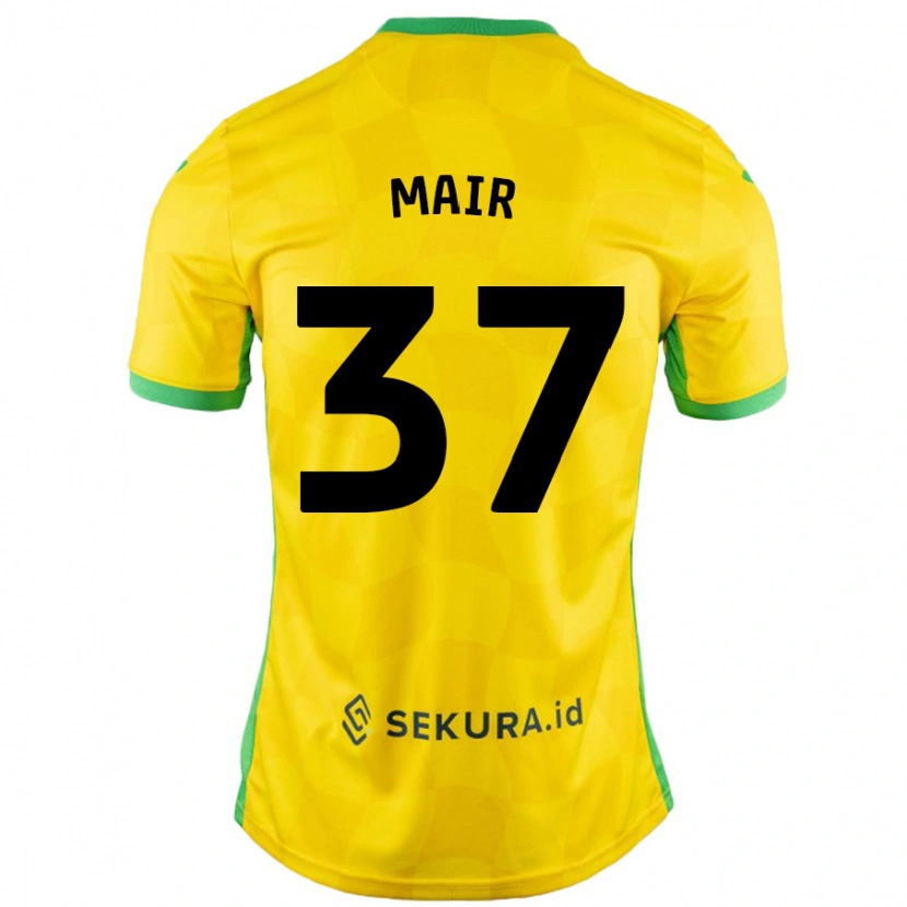Danxen Uomo Maglia Archie Mair #37 Giallo Verde Kit Gara Home 2024/25 Maglietta