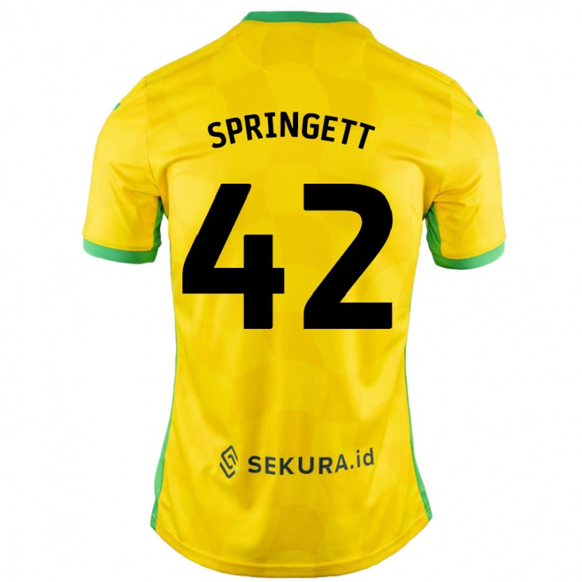 Danxen Uomo Maglia Tony Springett #42 Giallo Verde Kit Gara Home 2024/25 Maglietta