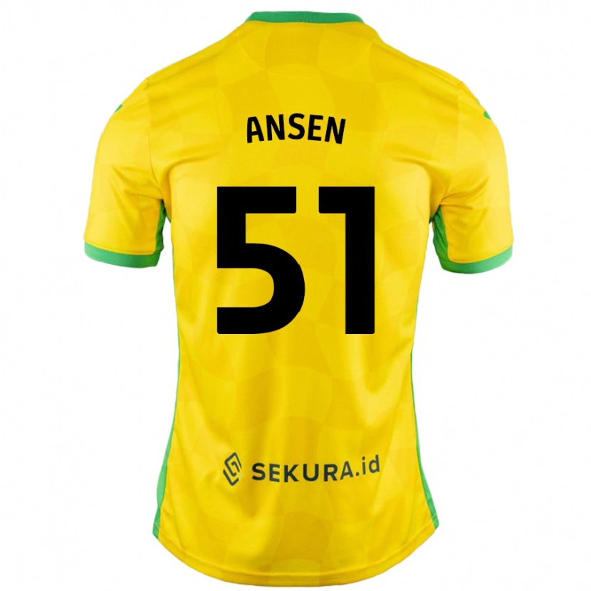 Danxen Uomo Maglia Caleb Ansen #51 Giallo Verde Kit Gara Home 2024/25 Maglietta