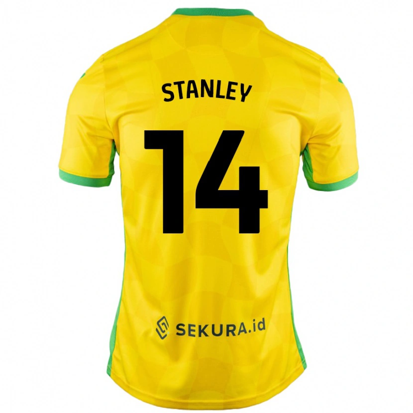 Danxen Uomo Maglia Kathryn Stanley #14 Giallo Verde Kit Gara Home 2024/25 Maglietta