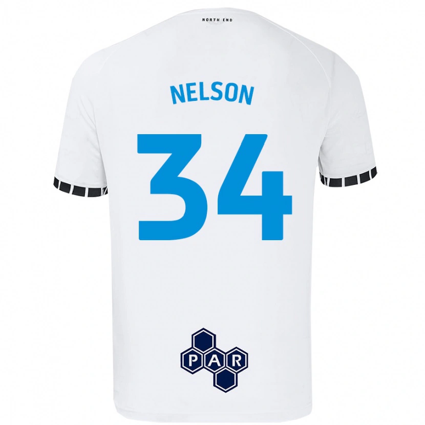 Danxen Uomo Maglia Kitt Nelson #34 Bianco Kit Gara Home 2024/25 Maglietta