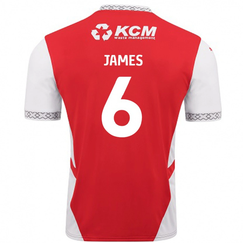 Danxen Uomo Maglia Reece James #6 Rosso Bianco Kit Gara Home 2024/25 Maglietta