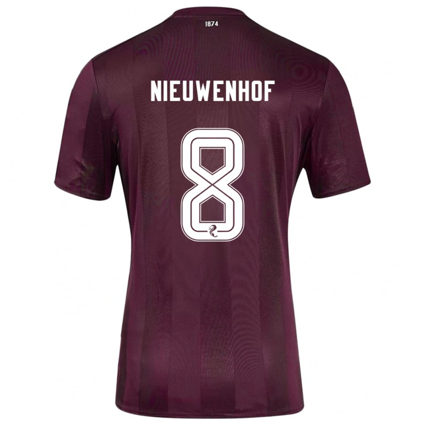Danxen Uomo Maglia Calem Nieuwenhof #8 Borgogna Kit Gara Home 2024/25 Maglietta