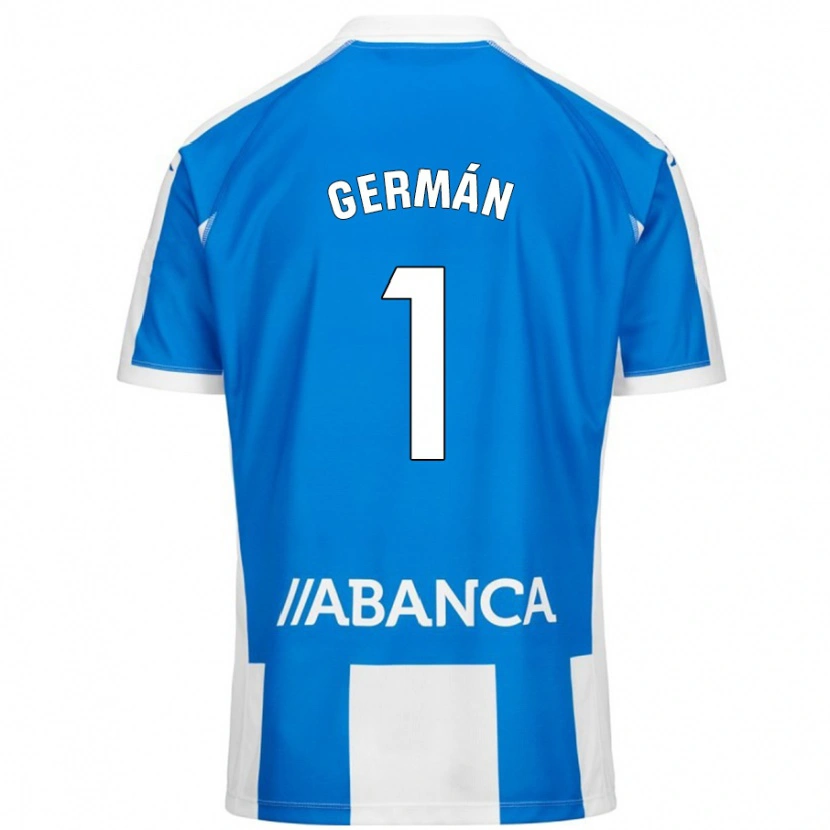 Danxen Uomo Maglia Germán Parreño #1 Blu Bianco Kit Gara Home 2024/25 Maglietta