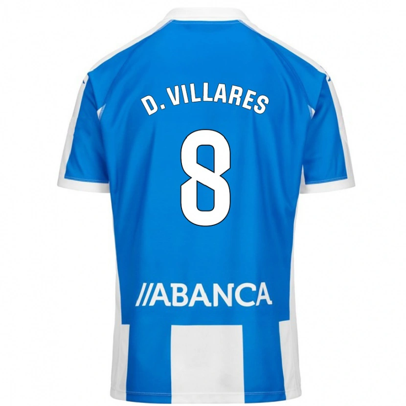 Danxen Uomo Maglia Diego Villares #8 Blu Bianco Kit Gara Home 2024/25 Maglietta
