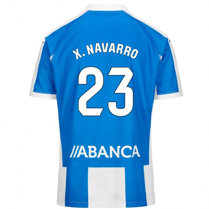 Danxen Uomo Maglia Ximo Navarro #23 Blu Bianco Kit Gara Home 2024/25 Maglietta