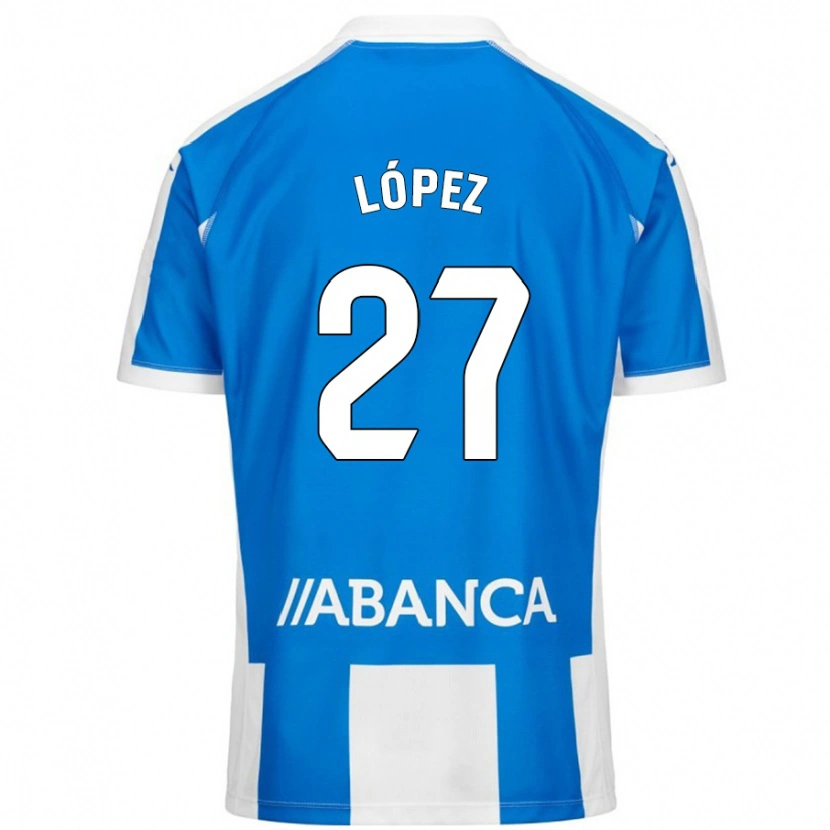 Danxen Uomo Maglia Rubén López #27 Blu Bianco Kit Gara Home 2024/25 Maglietta
