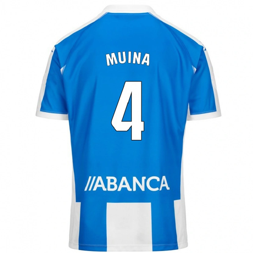 Danxen Uomo Maglia Henar Muiña #4 Blu Bianco Kit Gara Home 2024/25 Maglietta