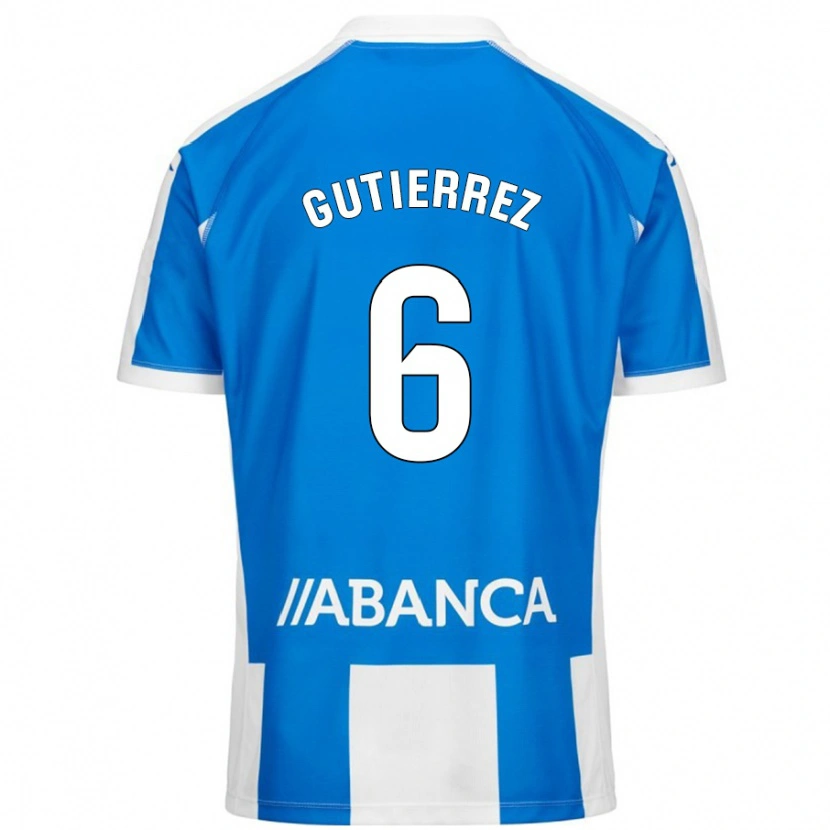 Danxen Uomo Maglia Paula Gutiérrez #6 Blu Bianco Kit Gara Home 2024/25 Maglietta