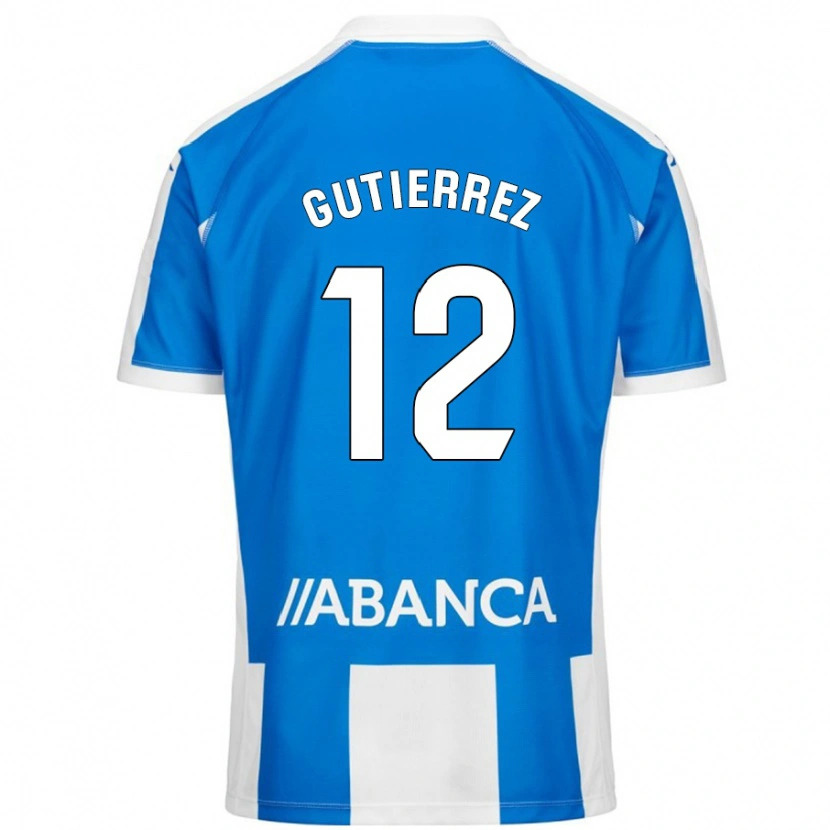 Danxen Uomo Maglia Laura Gutiérrez #12 Blu Bianco Kit Gara Home 2024/25 Maglietta