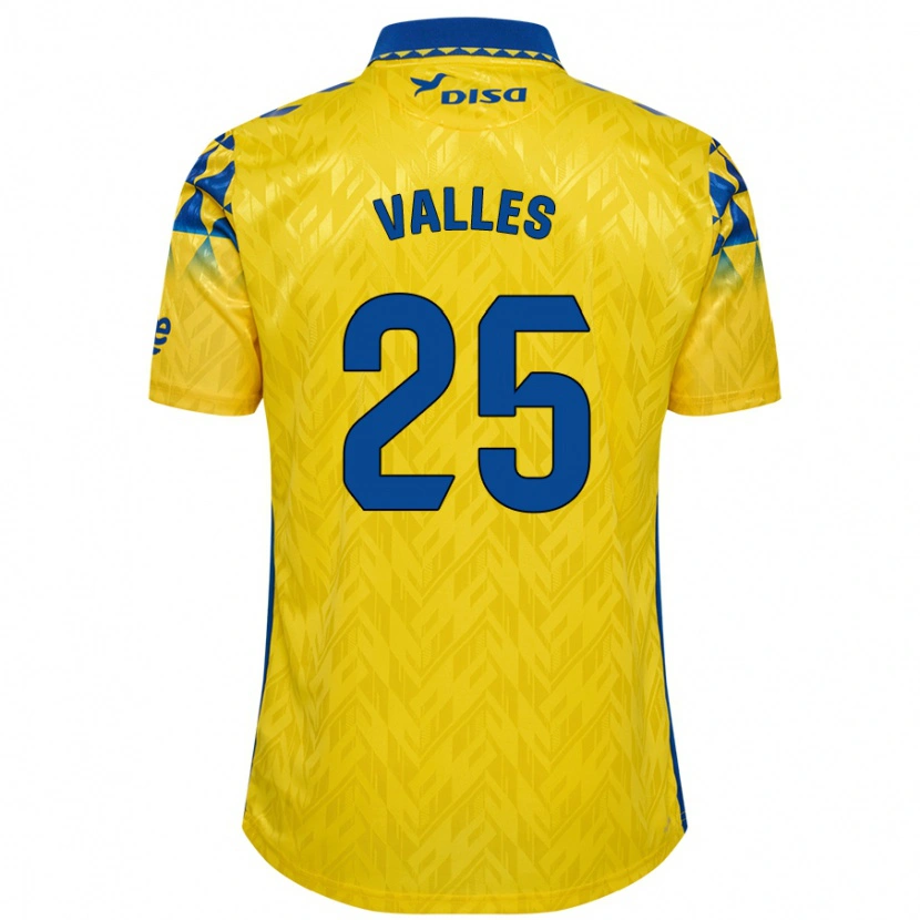 Danxen Uomo Maglia Álvaro Valles #25 Giallo Blu Kit Gara Home 2024/25 Maglietta