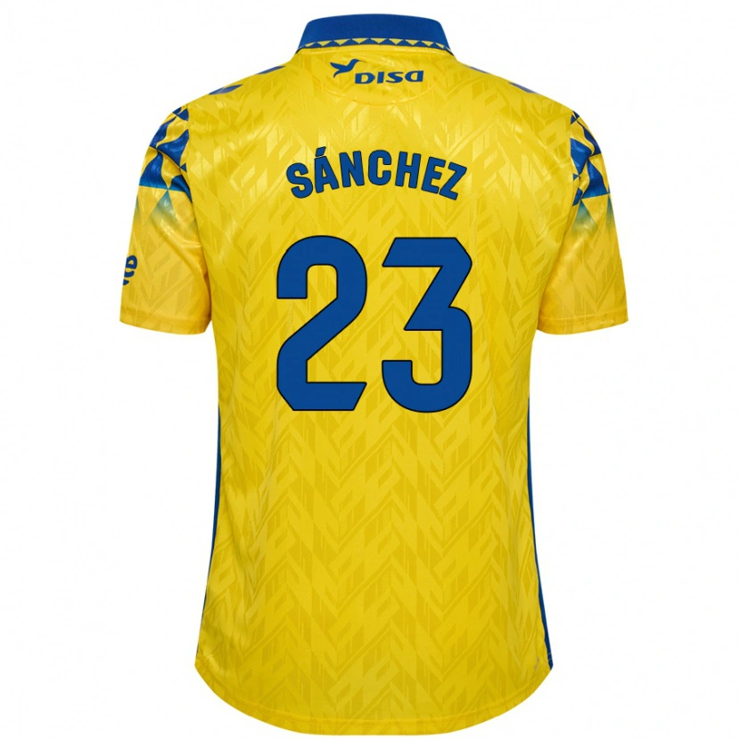 Danxen Uomo Maglia Omar Sánchez #23 Giallo Blu Kit Gara Home 2024/25 Maglietta