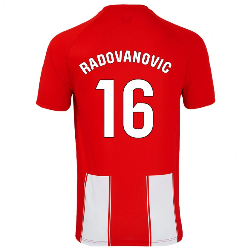 Danxen Uomo Maglia Aleksandar Radovanovic #16 Rosso Bianco Kit Gara Home 2024/25 Maglietta