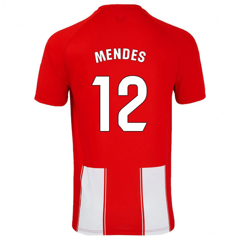 Danxen Uomo Maglia Alex Mendes #12 Rosso Bianco Kit Gara Home 2024/25 Maglietta