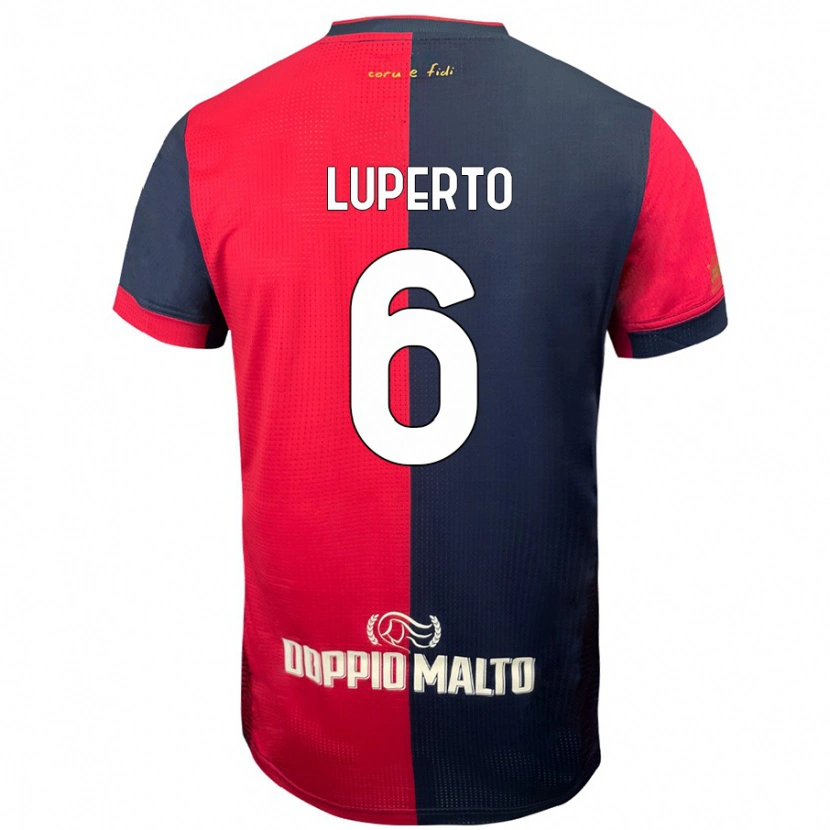 Danxen Uomo Maglia Sebastiano Luperto #6 Rosso Blu Più Scuro Kit Gara Home 2024/25 Maglietta